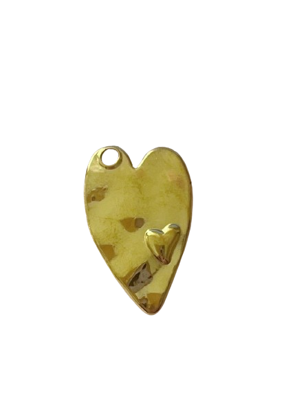 Gold double heart charm