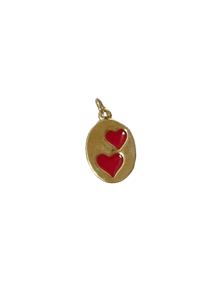 Double red heart charm